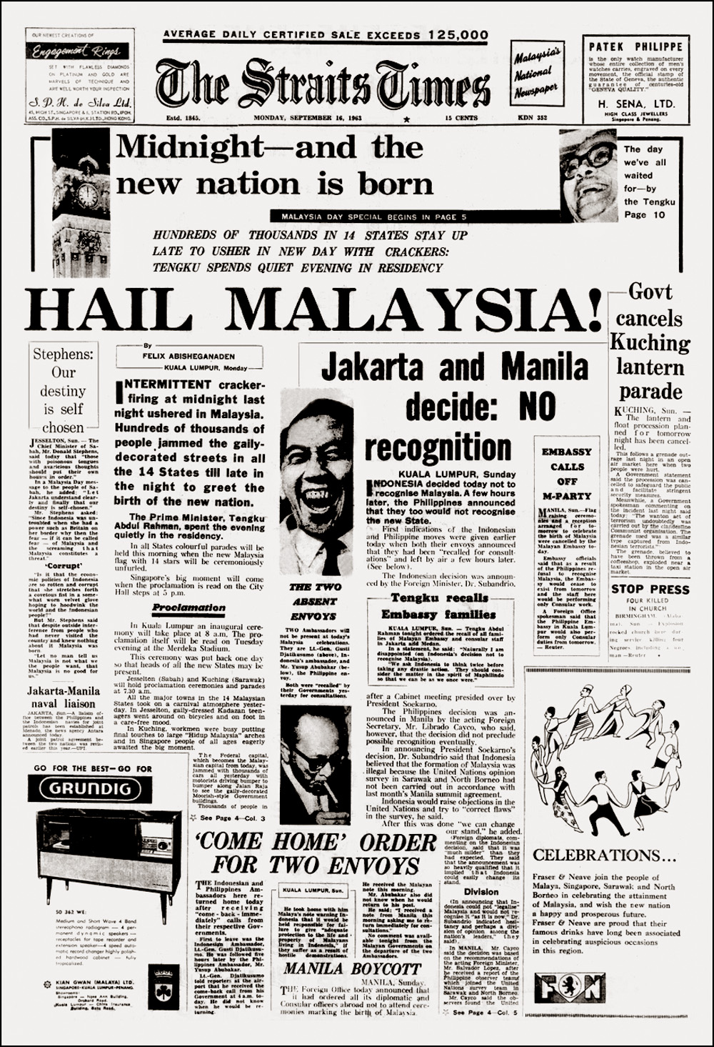 The Straits Times, 16 September 1963.